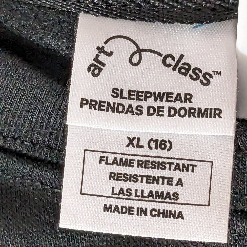 Art Class Pajamas Girls Sleepwear Pjs Set Size XL Black Green - Picture 4 of 6